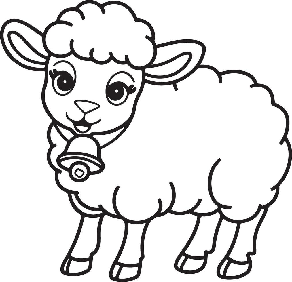 Lamb animal Coloring Page for kids activity vector