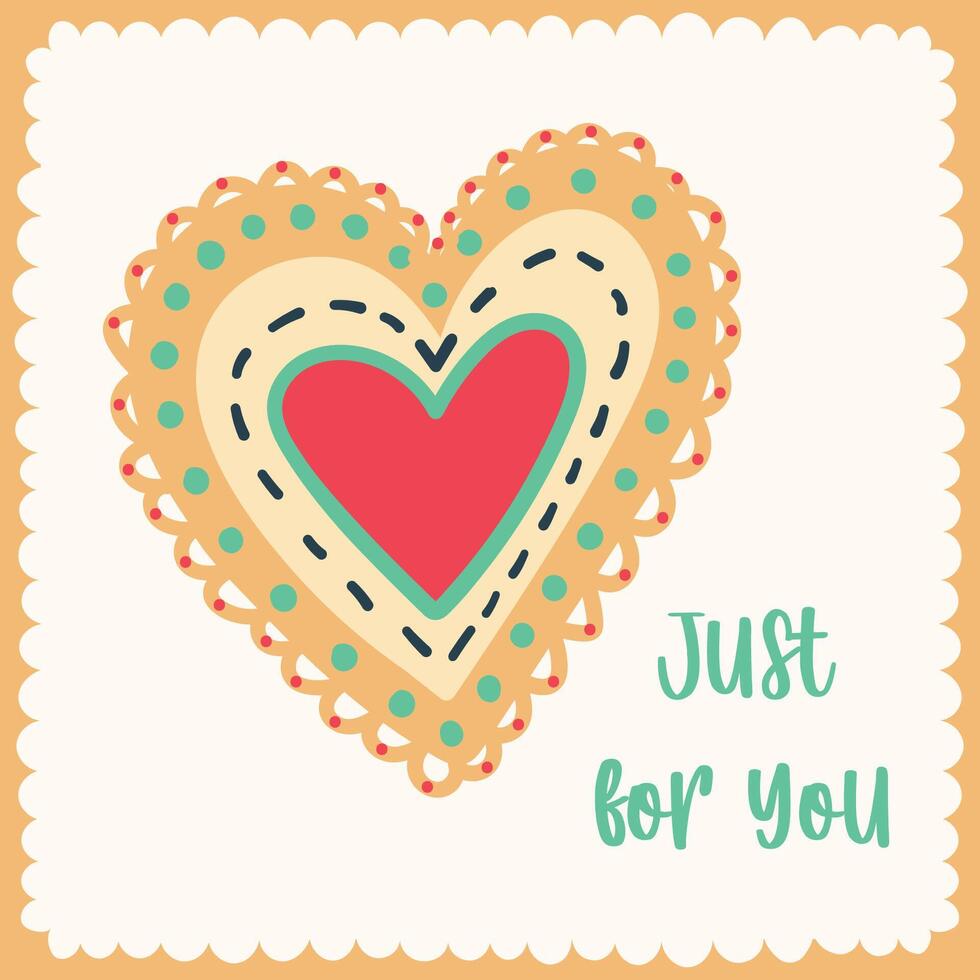 Happy Valentine's day greeting card. Handdrawn illustration. yellow heart vector
