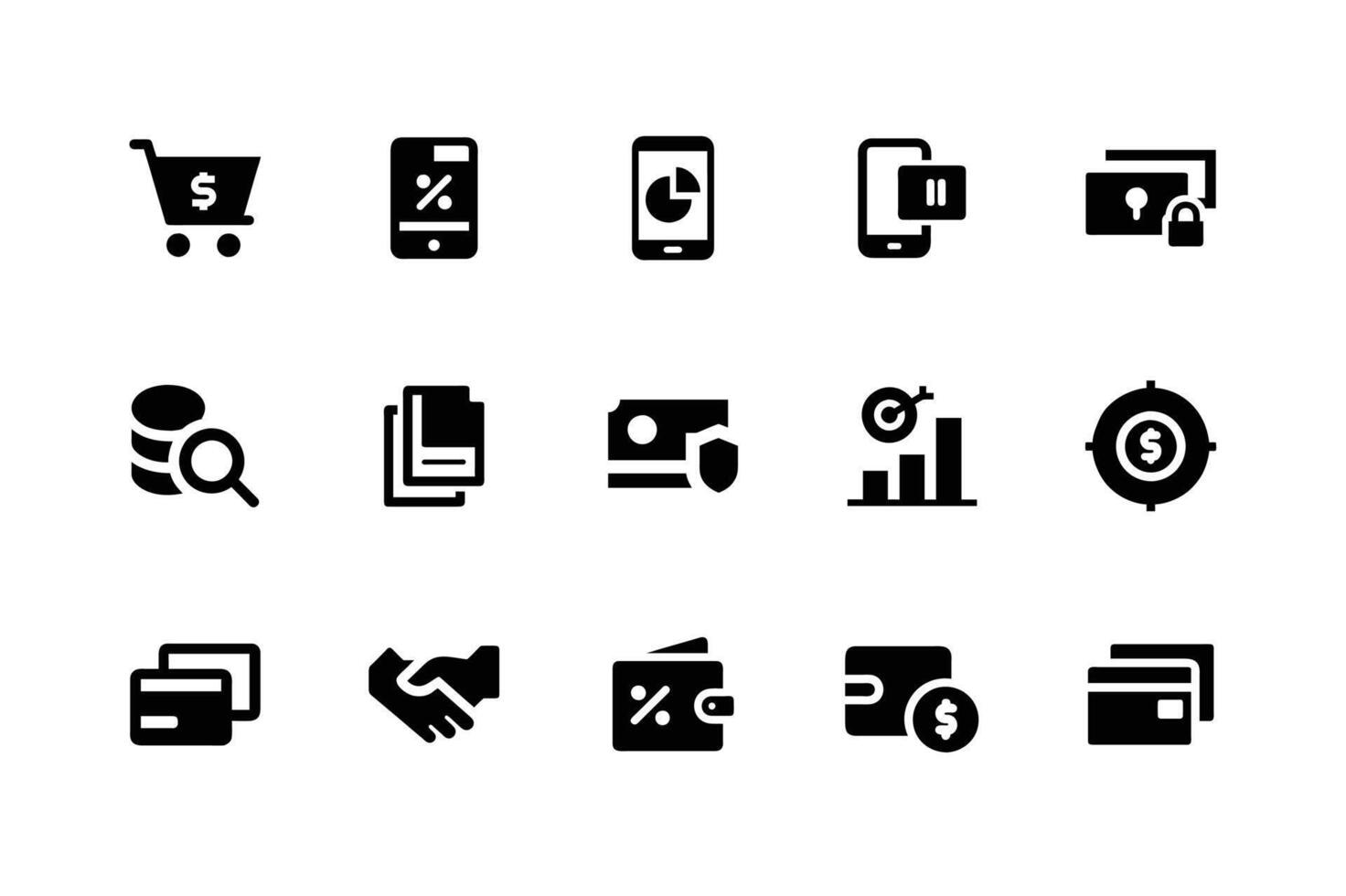 Essential business icons for financial and office work vector