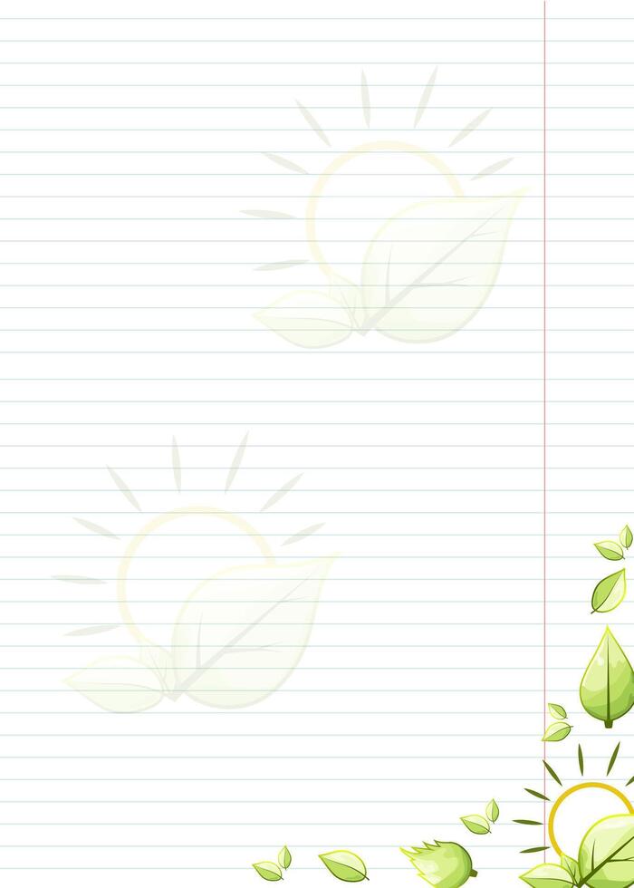 blank lined striped sheet with stylized green leaves22 vector