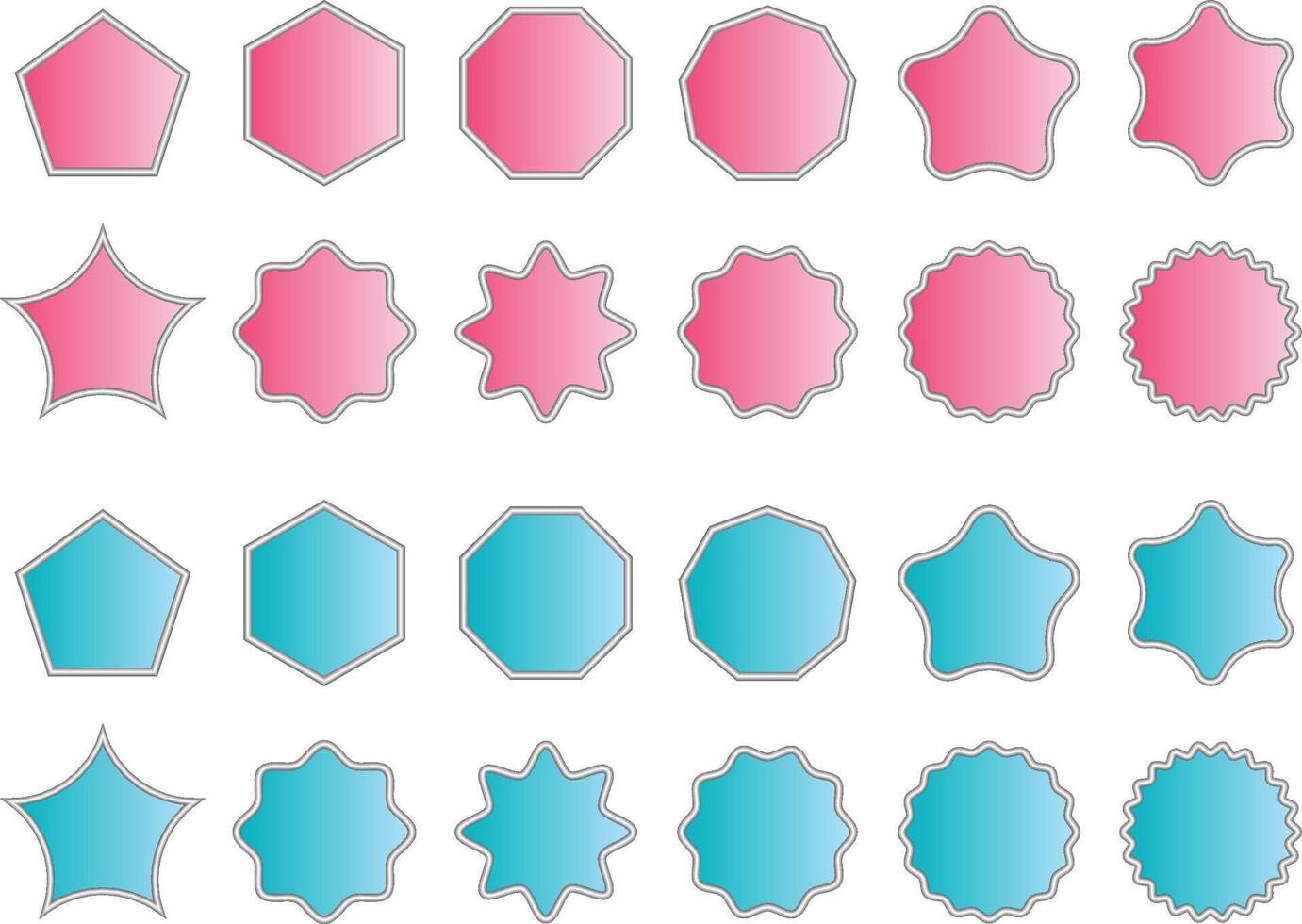 Shape collection for your design. Badge Polygonal elements with sharp and rounded edges. vector