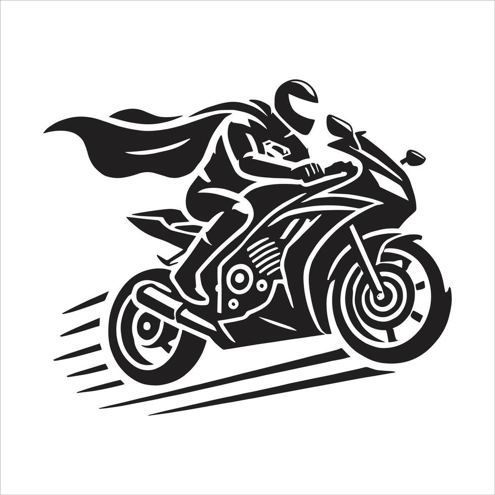 Motorcycle rider with cape and helmet on white background vector