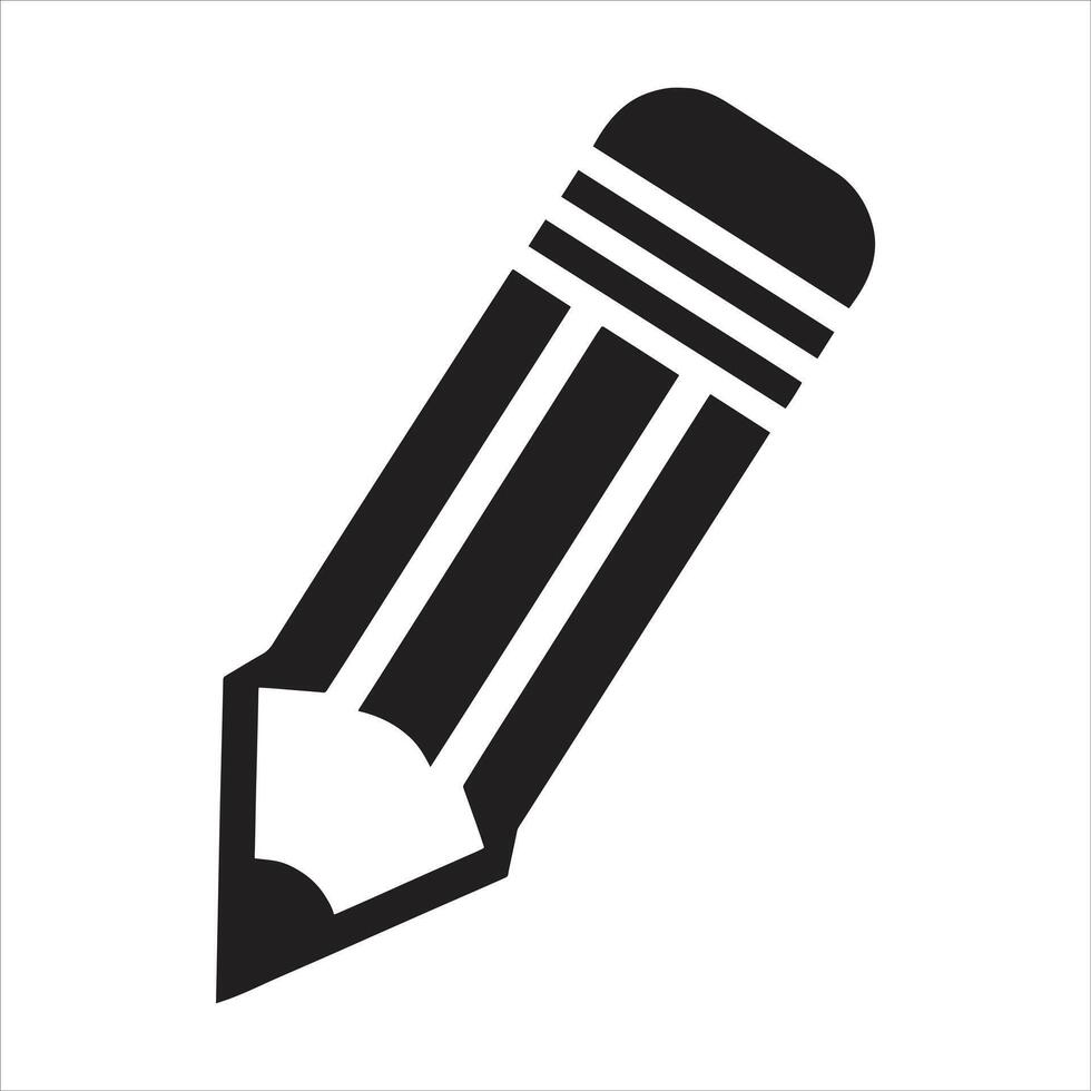 A black and white pencil icon on a white background vector