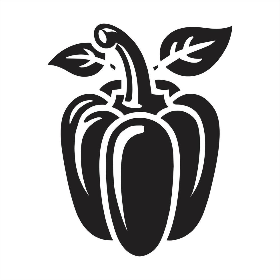Black and white pepper icon on white background vector
