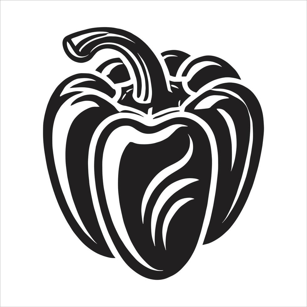 Black and white pepper icon on a white background vector