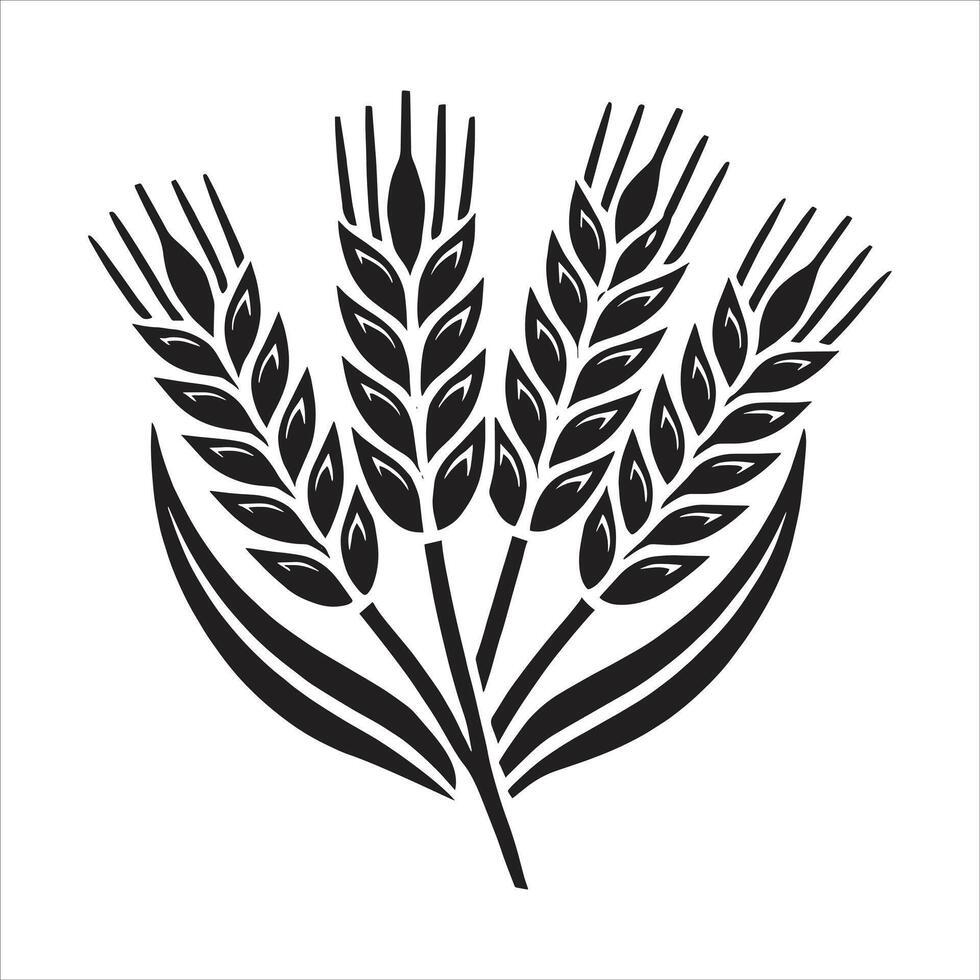 A black and white wheat icon on a white background vector