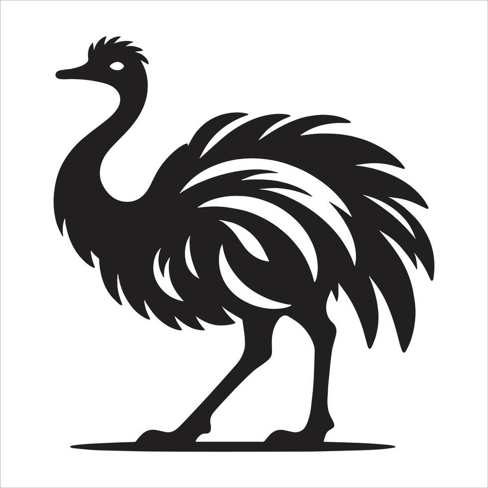 Emu silhouette silhouette of an emu bird isolated on white background vector