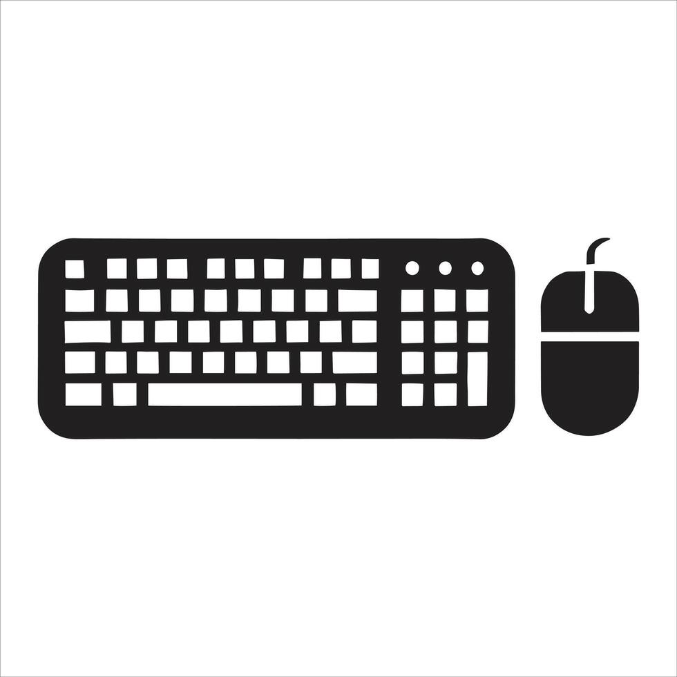 Computer mouse and keyboard icon vector