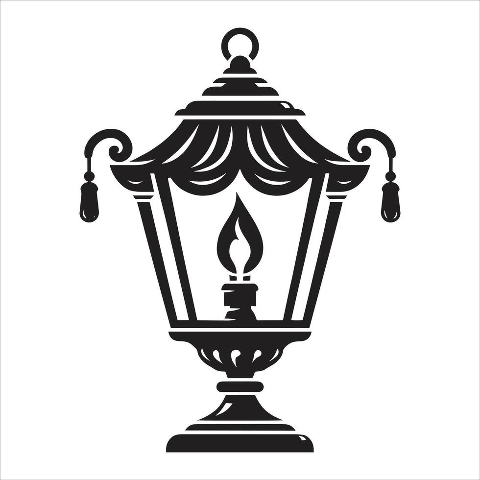 An old lantern with a candle inside vector