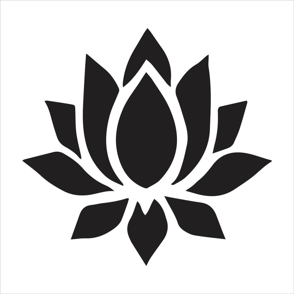 A black and white lotus flower icon vector