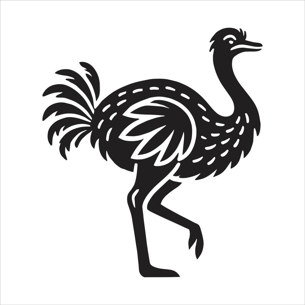An ostrich silhouette on a white background vector