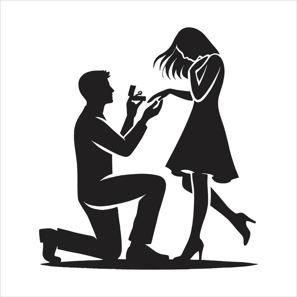 A man kneeling down to propose to a woman vector
