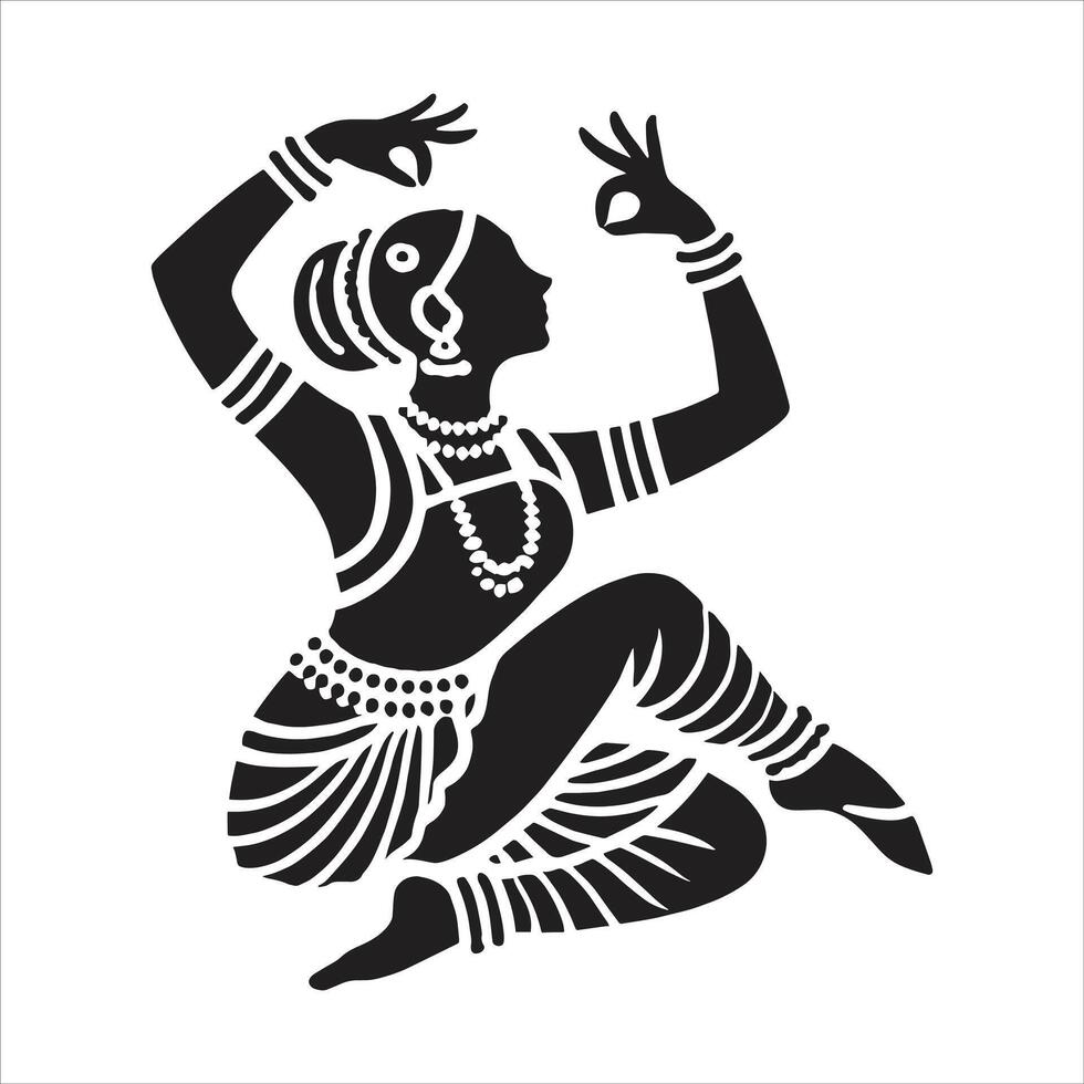An illustration of a woman in traditional indian clothing vector