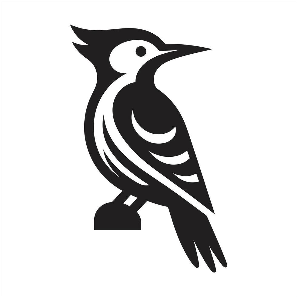 A black and white illustration of a bird on a post vector