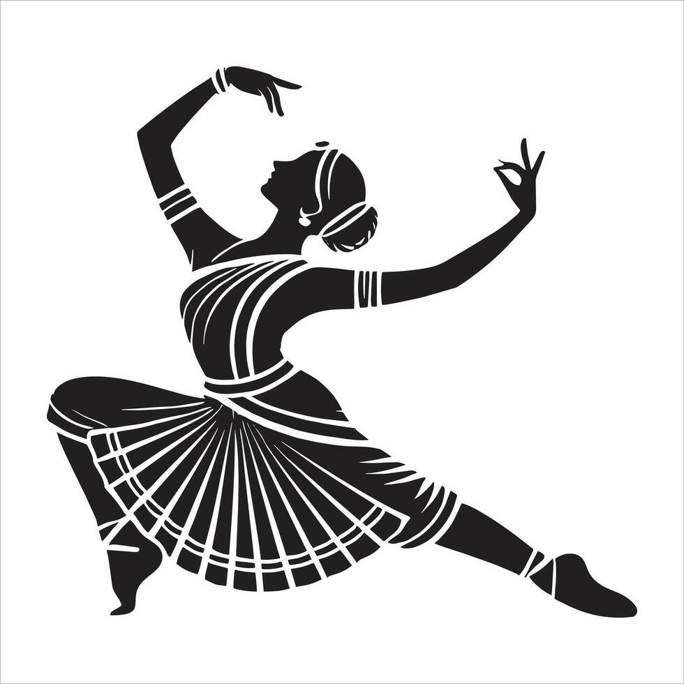 Silhouette of a dancer in a traditional dress vector