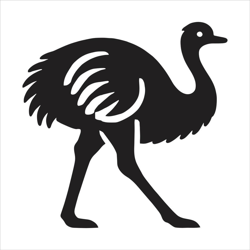 An ostrich silhouette is shown on a white background vector