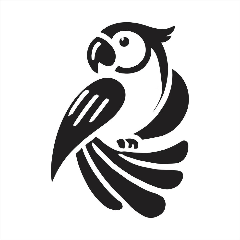 A black and white parrot logo vector