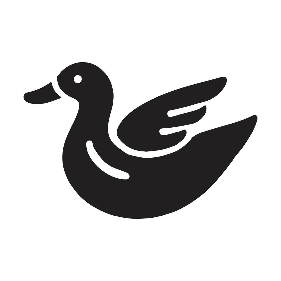 A black and white illustration of a duck vector
