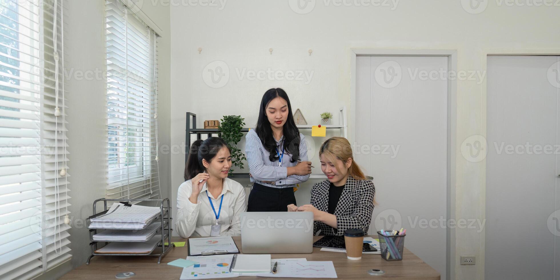 Business team collaboration meeting office space image bright environment focused viewpoint strategy development photo