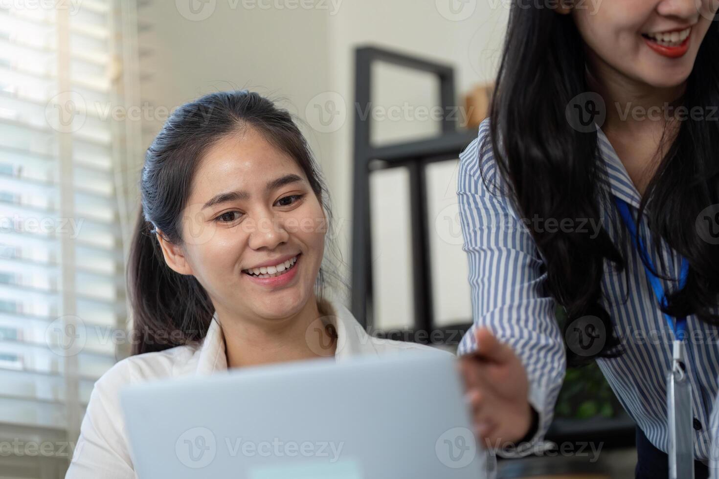 Collaborative business team meeting office space digital interaction bright environment close-up focused view engagement concept photo