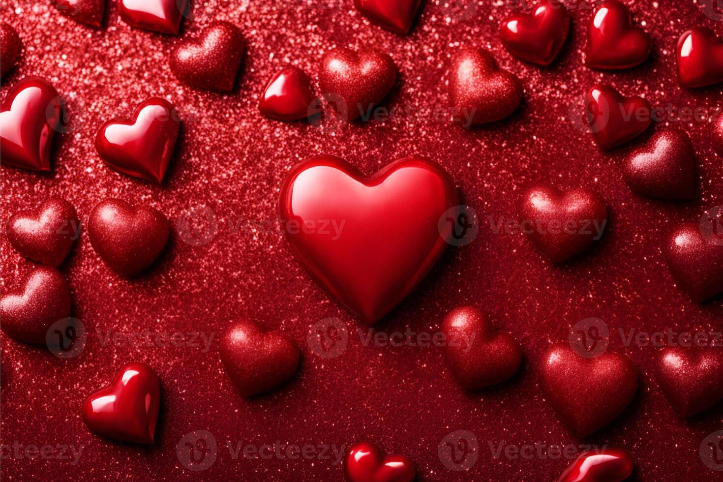 Valentine's Day Edition 8 - Red Heart on Glowing Glittery Field photo