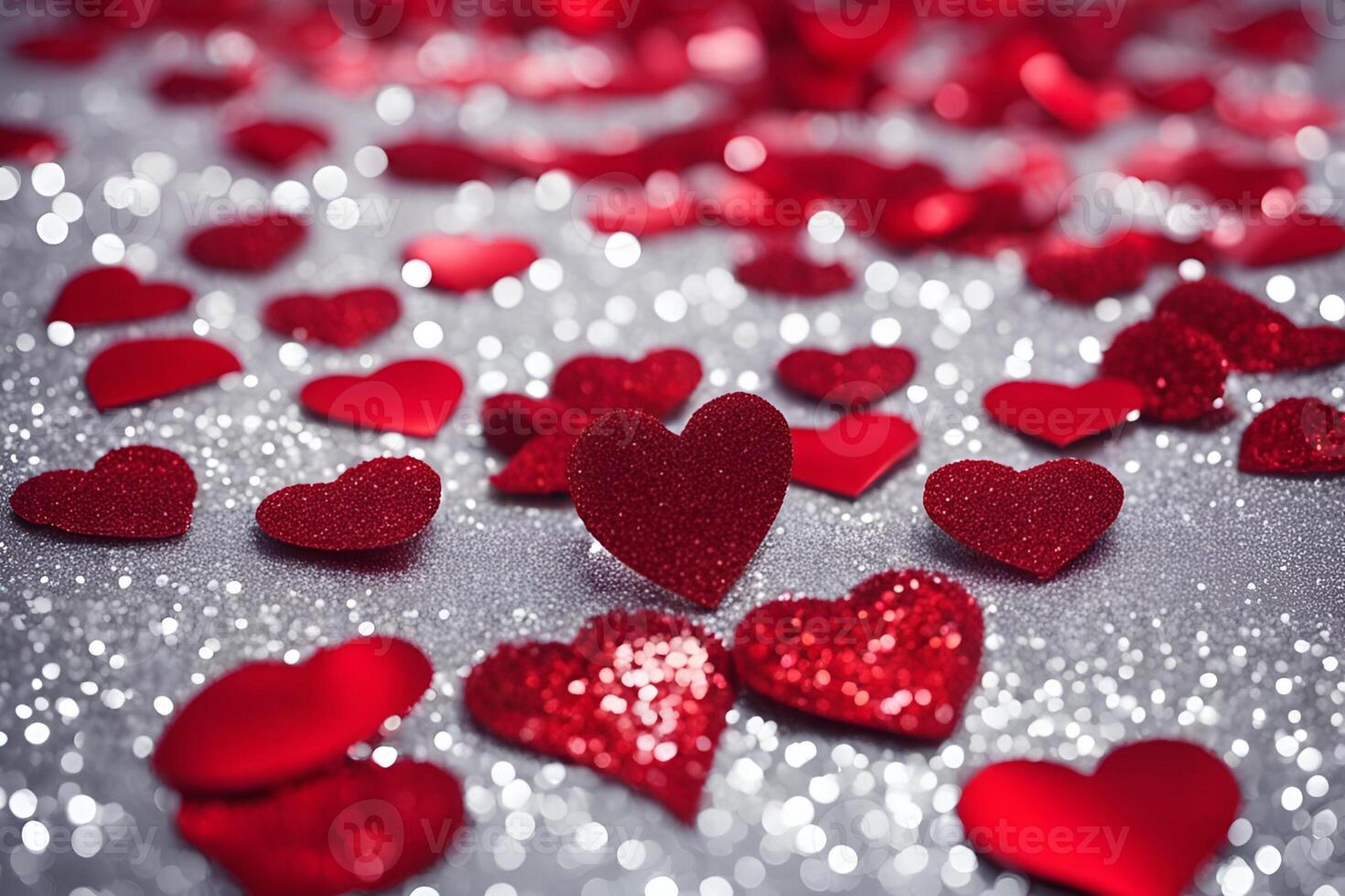Valentine's Day Edition 8 - Shining Scarlet Heart on Glitter Canvas photo