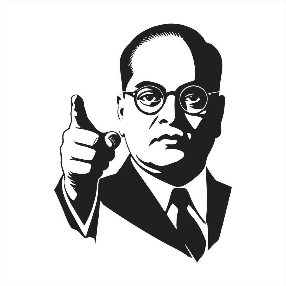 A black and white drawing of a man with glasses and a tie vector