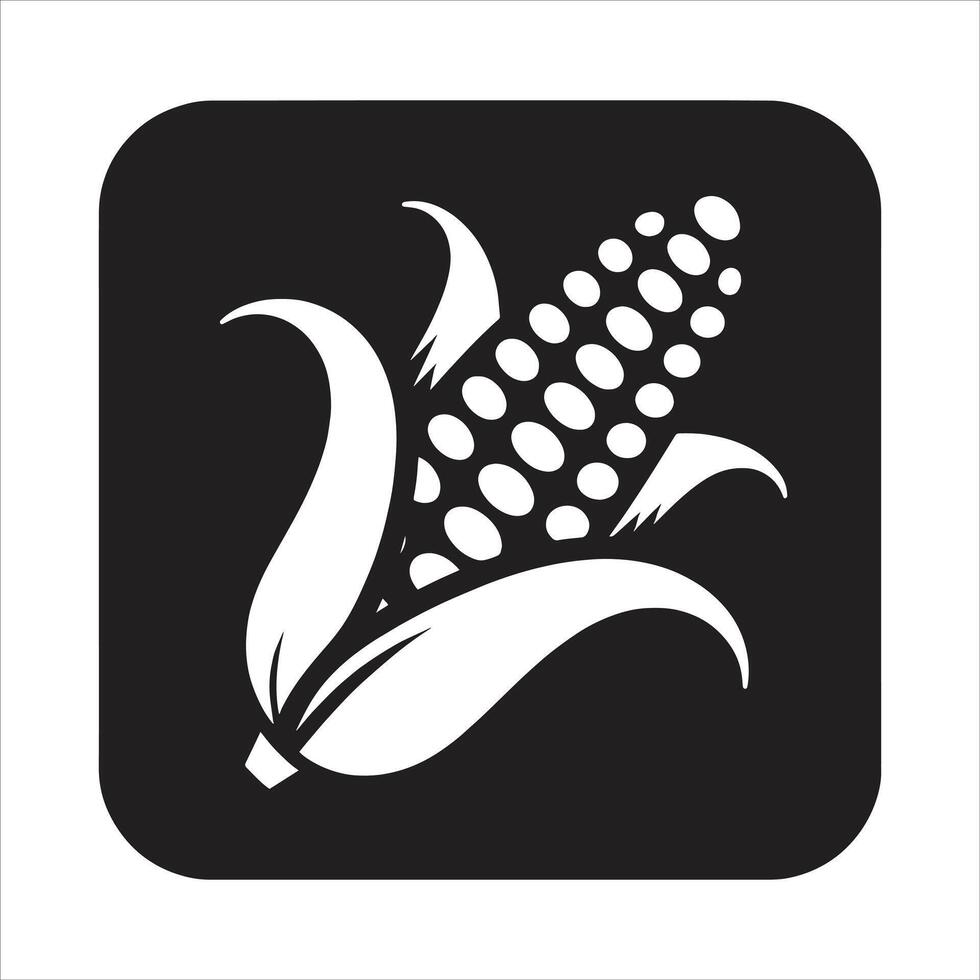 Corn icon in black square on white background vector