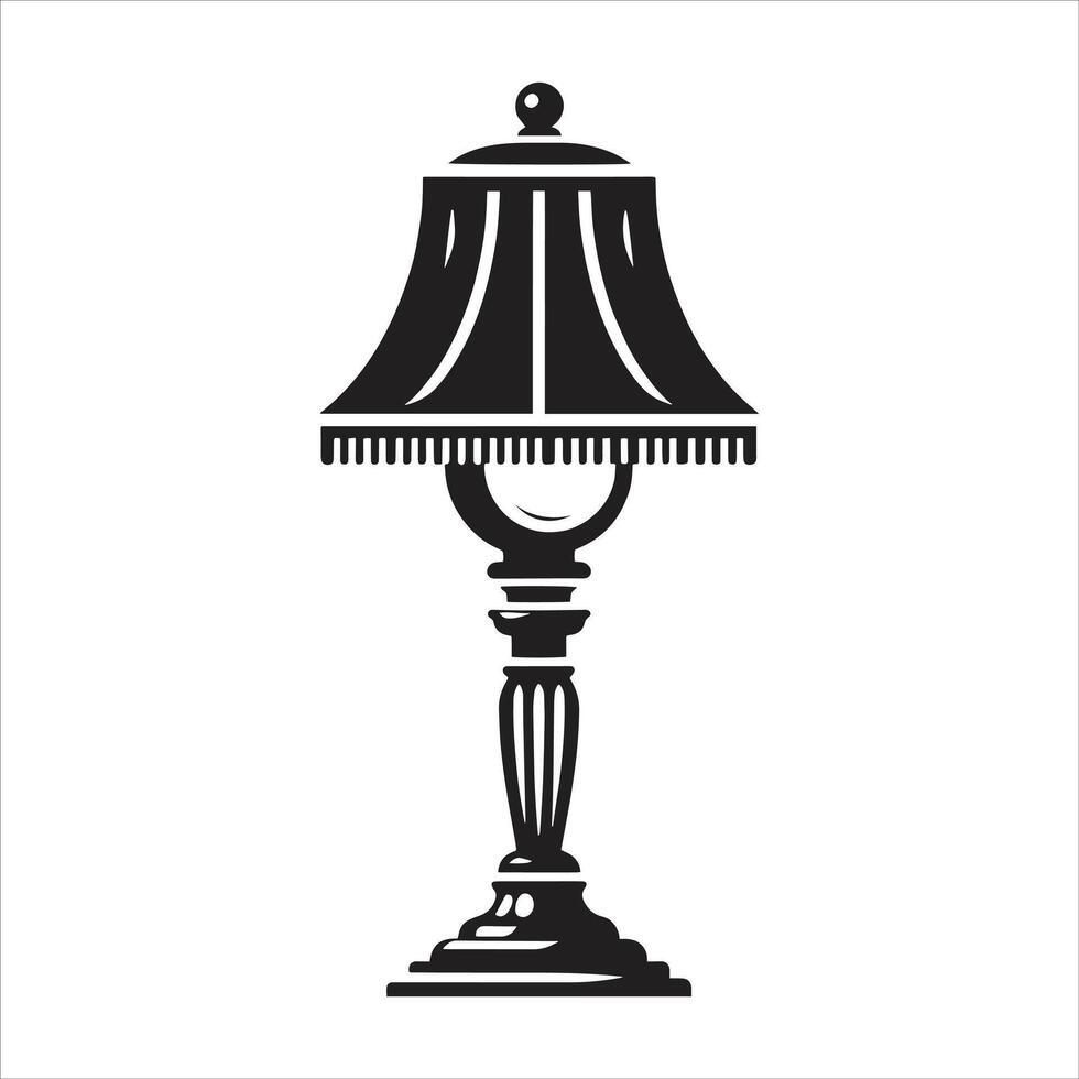 A black and white illustration of a lamp vector
