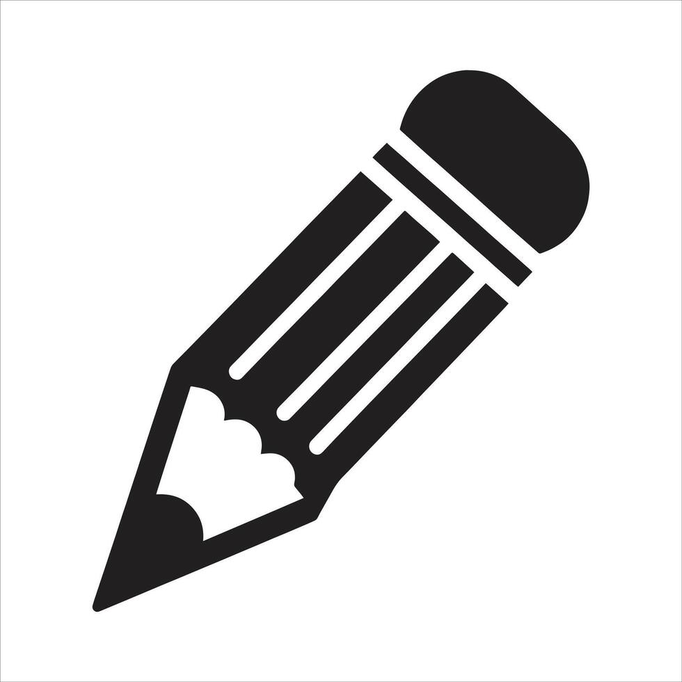 A black and white pencil icon on a white background vector