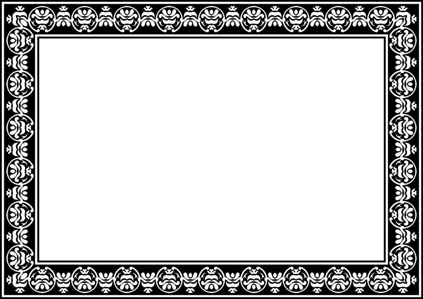 Ornamental Arabic Frame with Geometric Border. vector