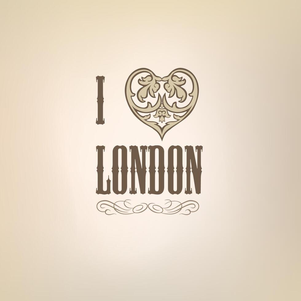 I love London floral concept city sign over textured old paper background. vector