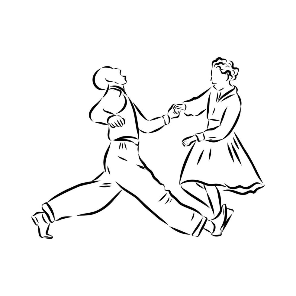 A drawing of two people dancing vector