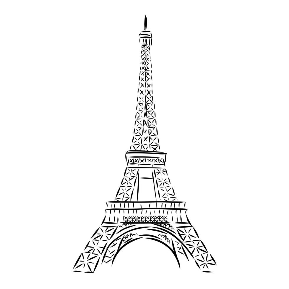 eiffel tower paris, france, sketch illustration vector