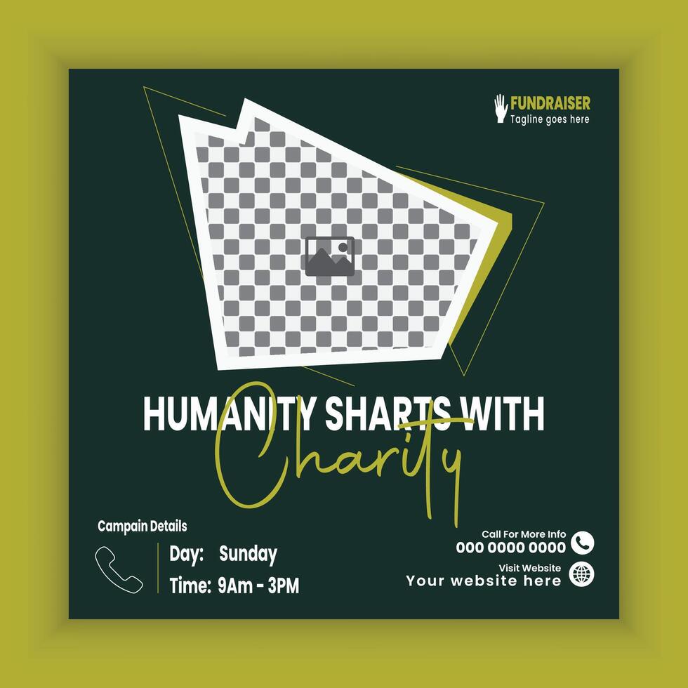 Charity Square social media post template Or donation fundraising campaign Banners design, Charity community Poster Design vector
