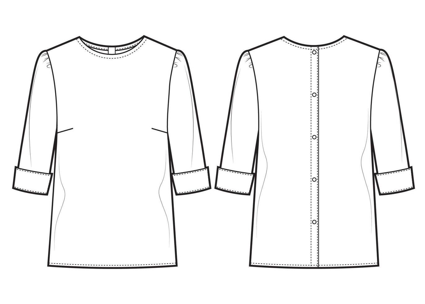 Office shirt technical fashion illustration with button clasp on back vector