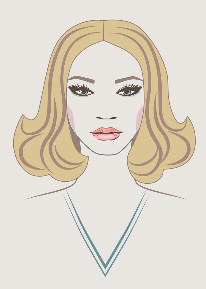 Portrait of young beautiful blondy girl vector