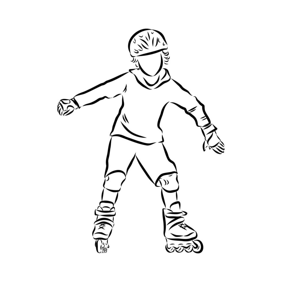 A drawing of a boy on roller skates vector