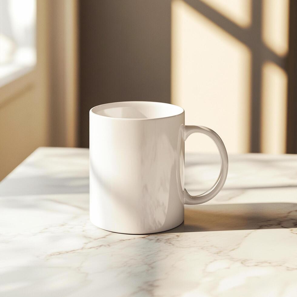 Floating Coffee Mug Mockup with Soft Shadows photo