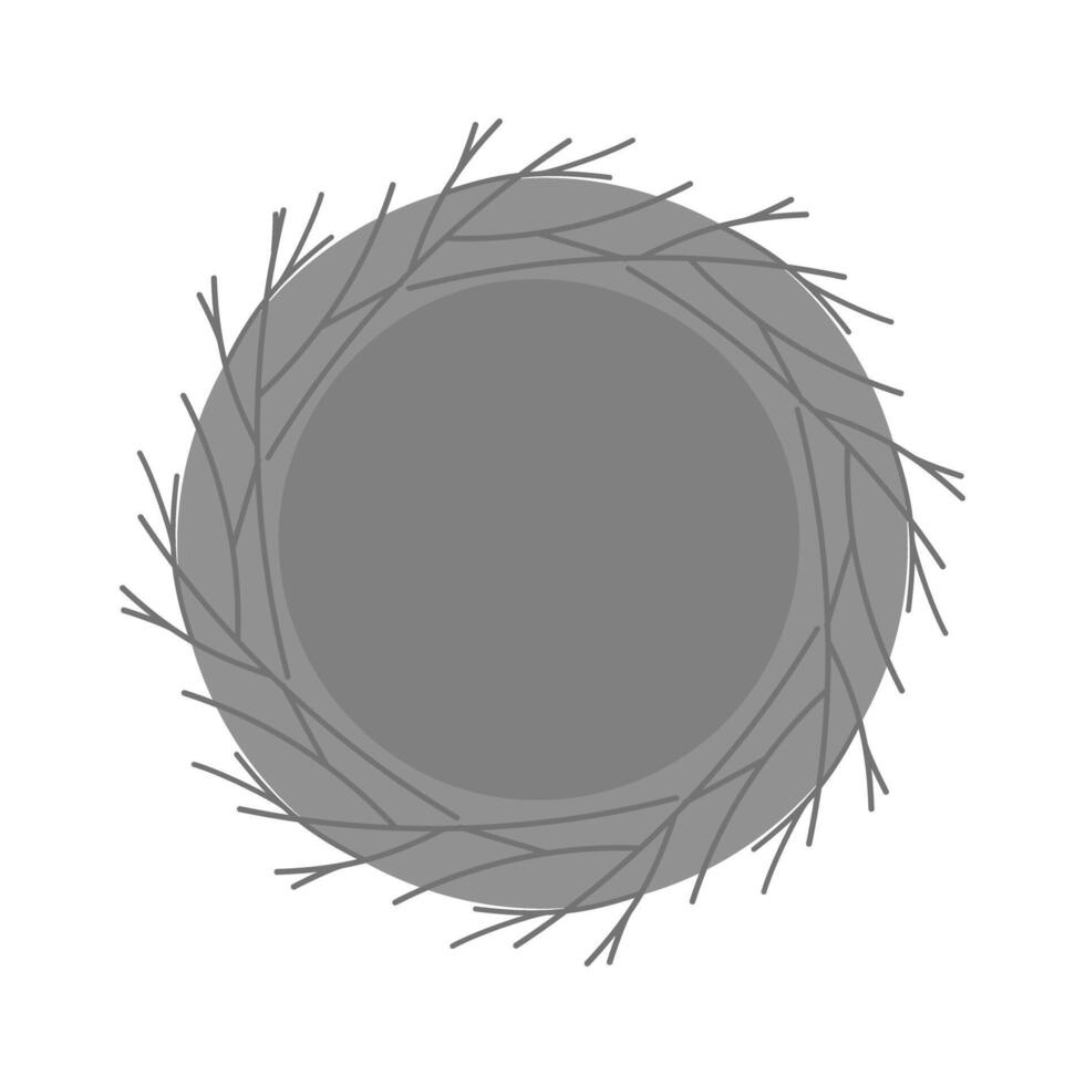 Monochrome empty birds nest in grayscale. Thematic spring cards decorative design element concept. Isolated illustration Gritting cards, posting, blogging or web promo leaflets, banners, price vector