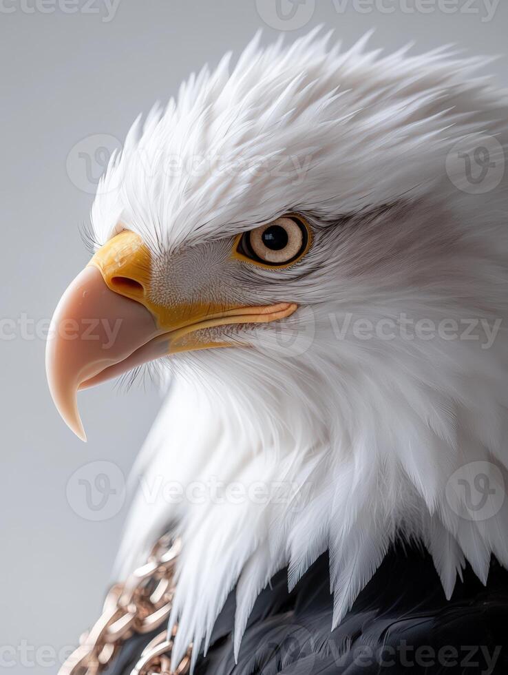 an eagle with a yellow beak and white feathers2 photo