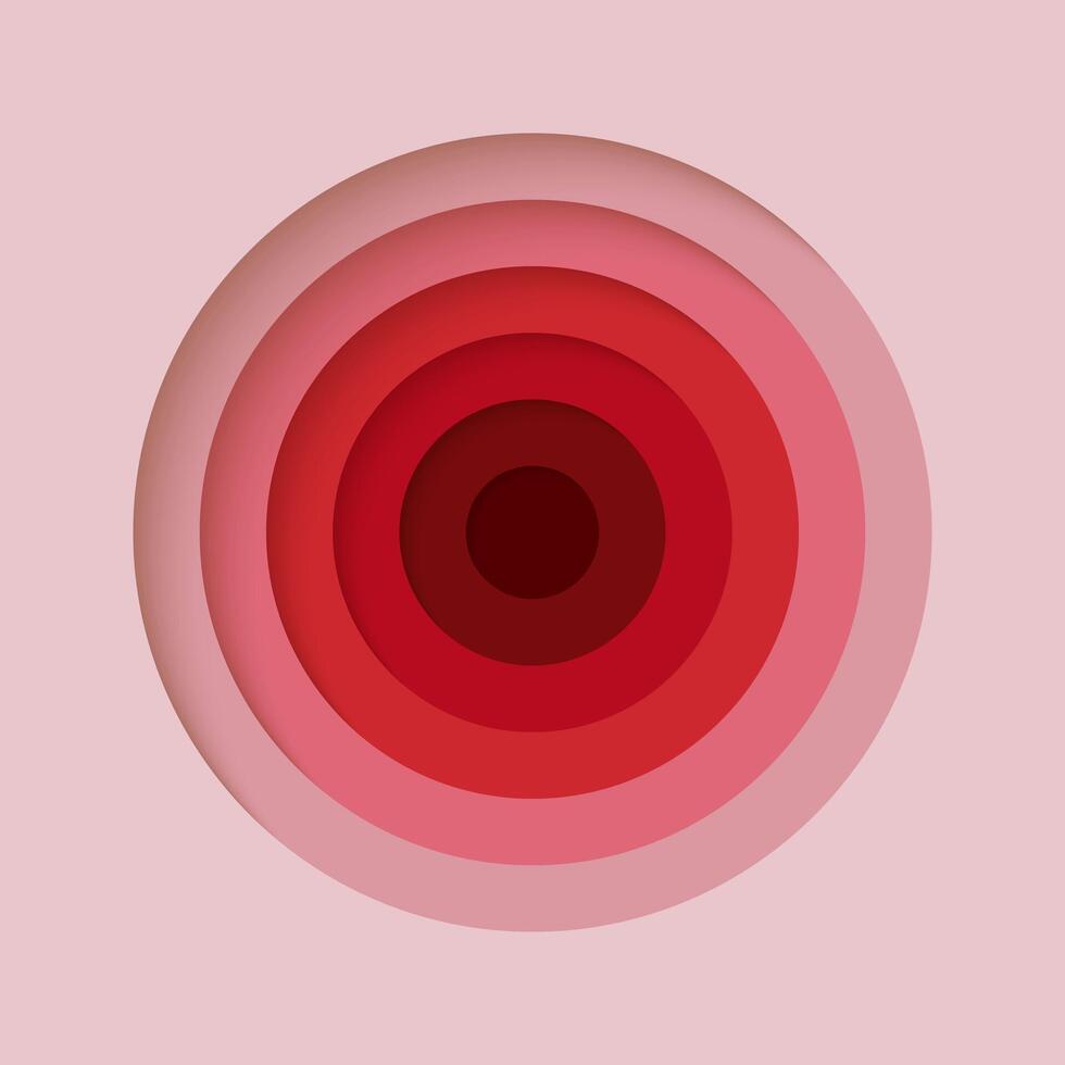 3D paper cut background in red and pink love colors. Minimalistic abstract layered design perfect for posters, invitations, backgrounds, wall art, branding, and digital projects. vector
