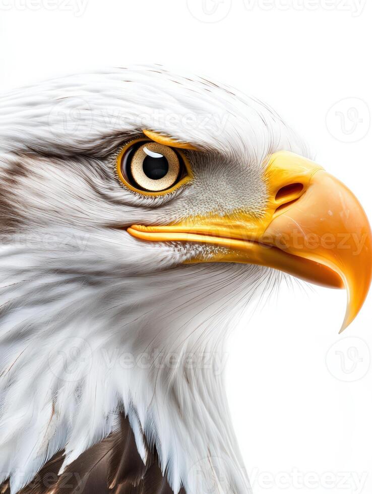 an eagle with a yellow beak and white feathers1 photo