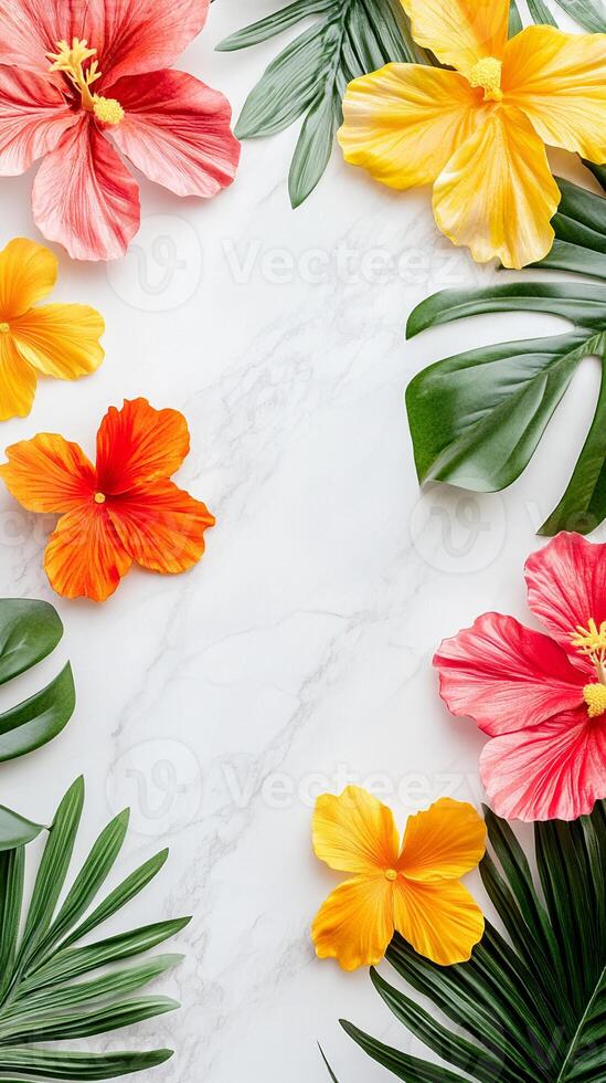 tropical summer flower background marble photo