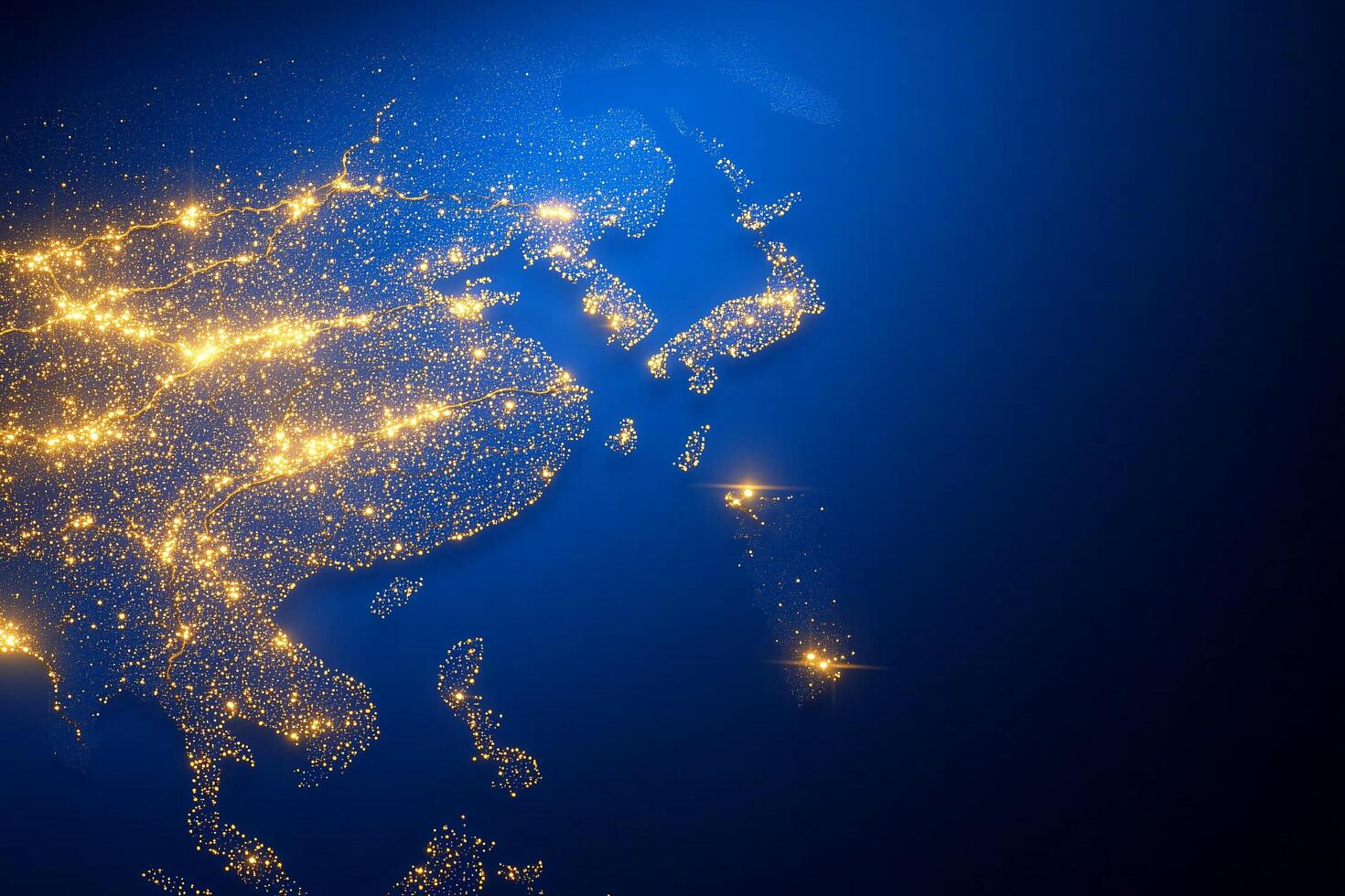 Stunning View of Earth from Space at Night Showcasing the Brightness of Asia and Surroundings photo