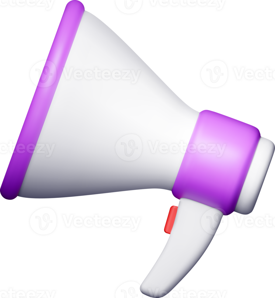 3D plastic megaphone icon, bullhorn or loudspeaker png