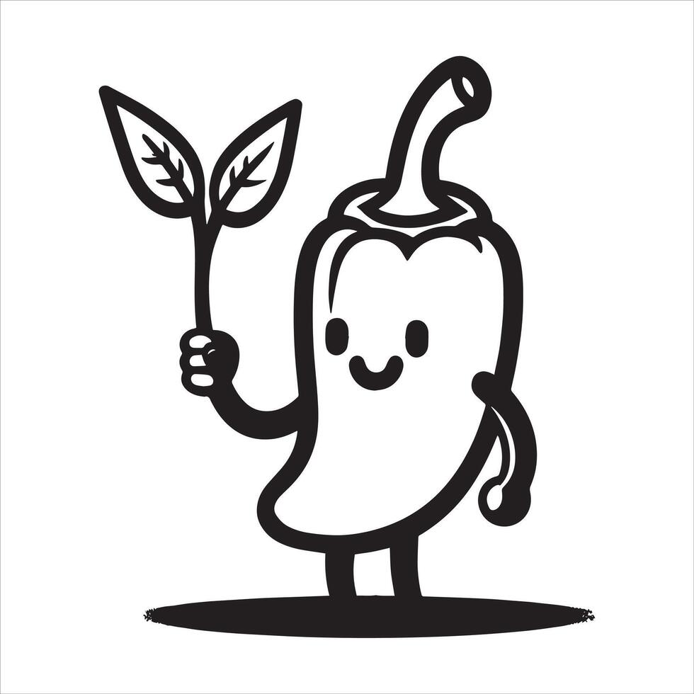 Capsicum Cartoon Embracing Green Life vector