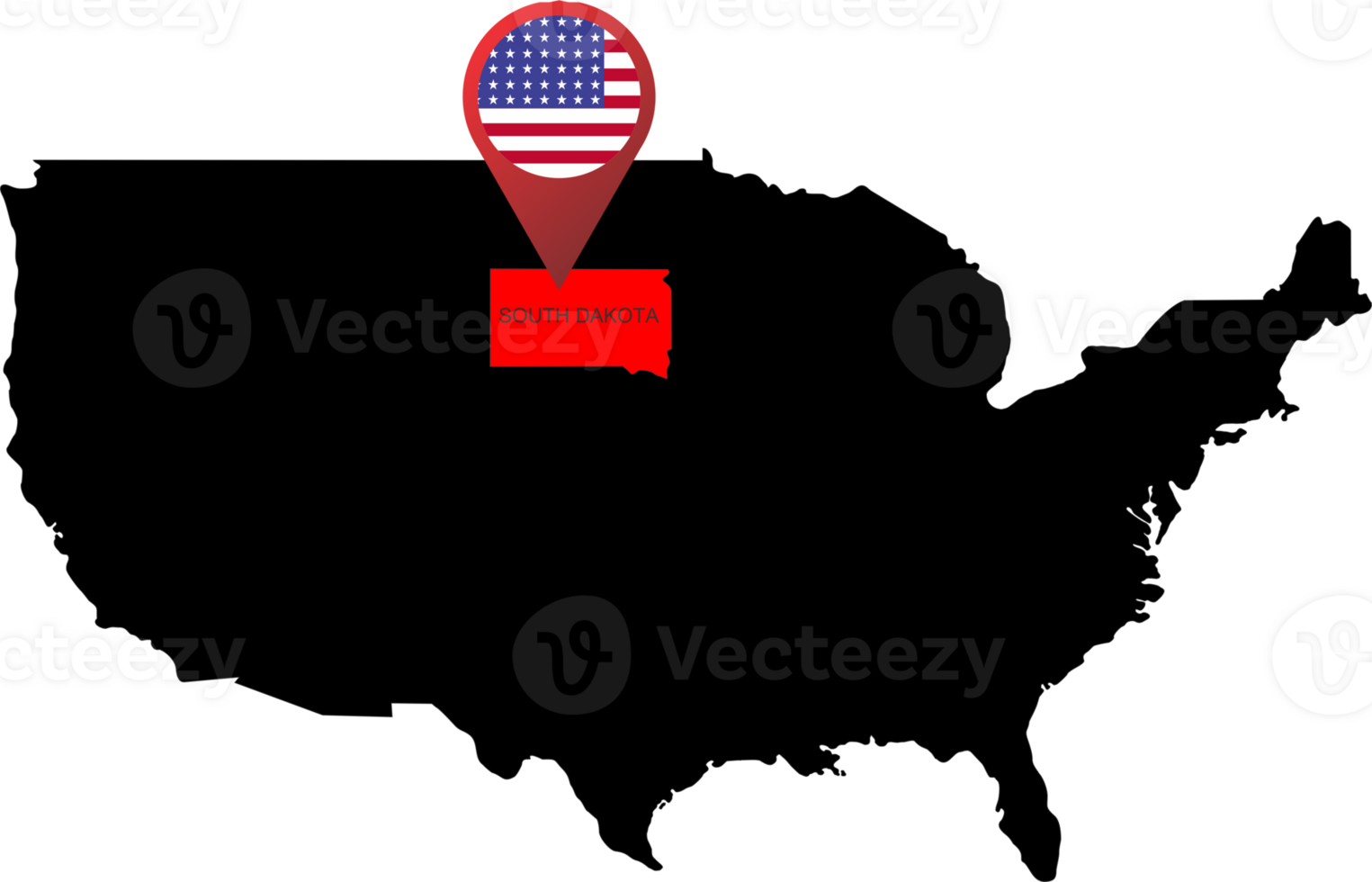 SOUTH DAKOTA pin map location flag png