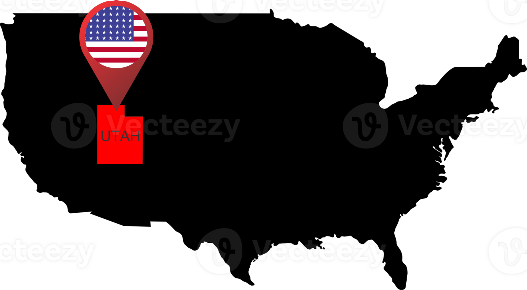 UTAH pin map location flag png