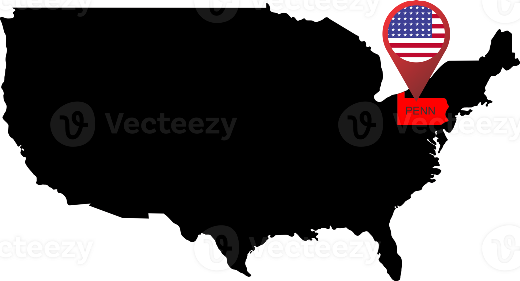 PENN pin map location flag png